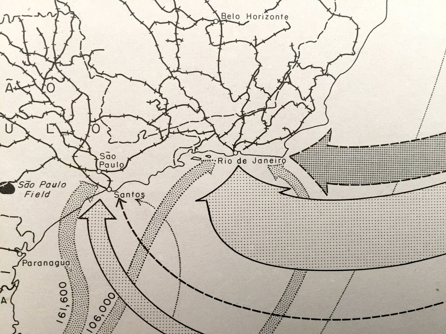 Antique Brazil 1943 Domestic Movements Map – US Board of Economic Warfare – Sao Paulo, Parana, Sao Paulo, Salvador, Rio de Janeiro