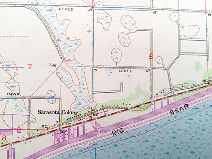 Antique Brighton Indian Reservation, Florida 1953 US Geological Survey Topographic Map – Lake Okeechobee, Glades County, Sarasota Colony