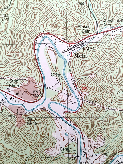 Antique Meta, Kentucky 1992 US Geological Survey Topographic Map – Zebulon, Blackburn Bottom, Raccoon, Pike County, Tipple