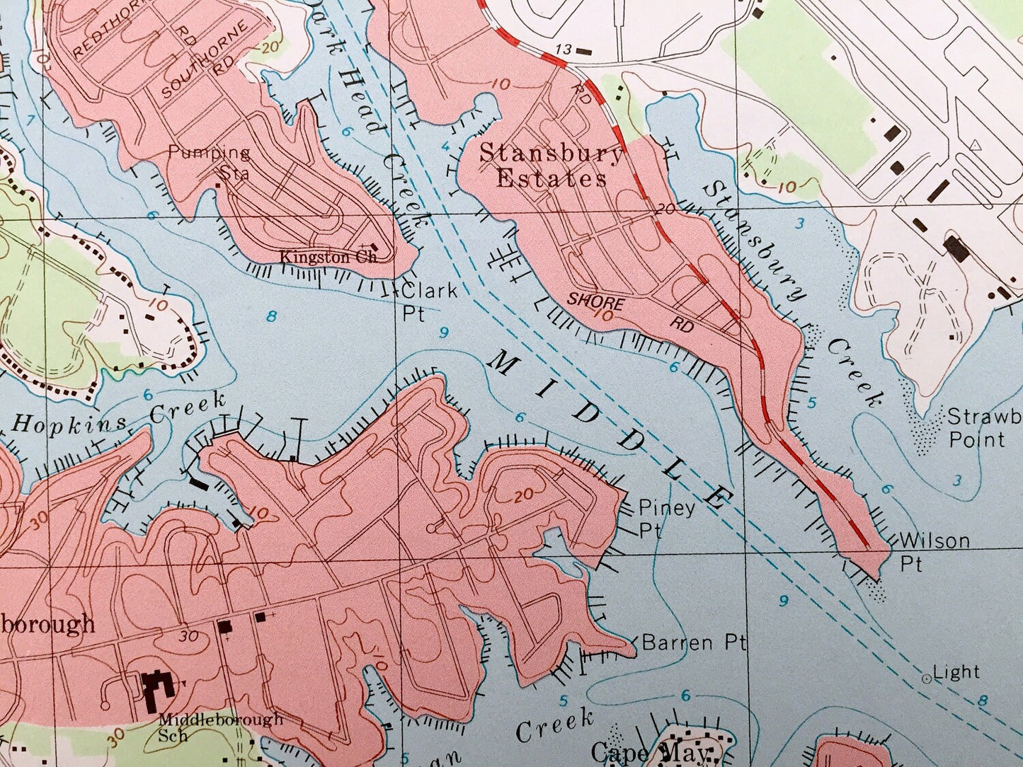 Antique Middle River, Maryland 1998 US Geological Survey Topographic Map – Patapsco, Back River Neck, Stemmers Run, Middleborough, MD