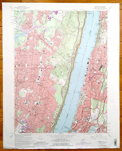 Antique Yonkers, New York & Englewood, New Jersey 1966 US Geological Survey Topographic Map – Bronx, Greenburgh, Harrington Park, Cresskill