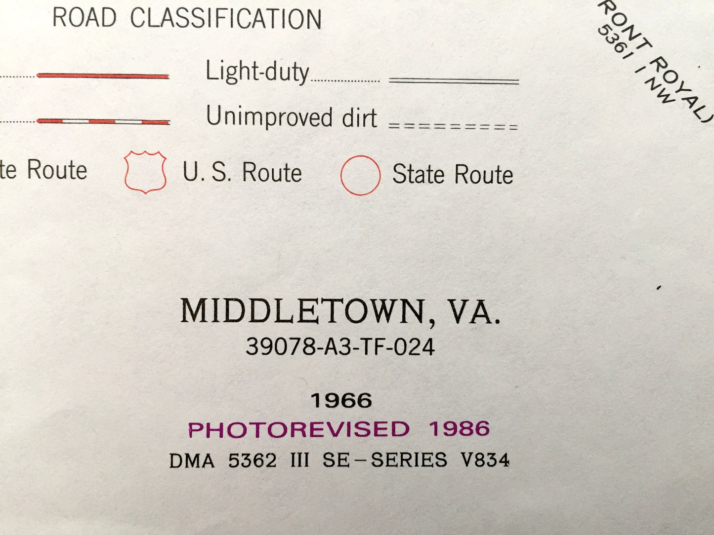 Antique Middletown, Virginia 1966 US Geological Survey Topographic Map – Marlboro, Lebanon Church, Wheatfield, Clary, Reliance, Oranda, VA