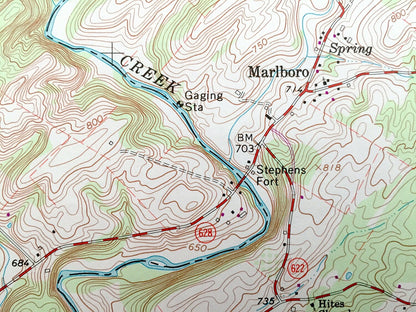 Antique Middletown, Virginia 1966 US Geological Survey Topographic Map – Marlboro, Lebanon Church, Wheatfield, Clary, Reliance, Oranda, VA