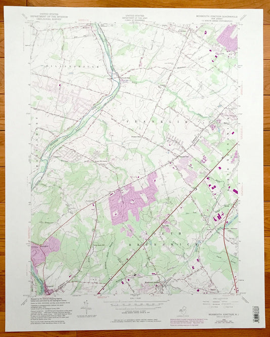 Antique Monmouth Junction, New Jersey 1954 US Geological Survey Topographic Map – Hillsborough, Blackwells Mills, Brunswick, Middlebush, NJ