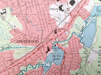 Antique New Brunswick, New Jersey 1995 US Geological Survey Topographic Map – South River, Spotswood, Highland Park, Franklin, Milltown