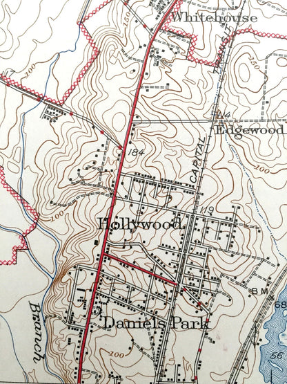 Antique Beltsville, Maryland 1945 US Geological Survey Topographic Map – Greenbelt, Hollywood, Edgewood, Montgomery, Prince Georges County