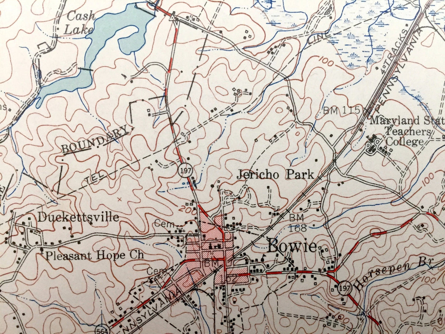 Antique Laurel, Maryland 1949 US Geological Survey Topographic Map – Hollywood, Beltsville, Greenbelt, Savage, Bowie, Jessup, Fort Meade, MD