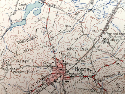 Antique Laurel, Maryland 1949 US Geological Survey Topographic Map – Hollywood, Beltsville, Greenbelt, Savage, Bowie, Jessup, Fort Meade, MD
