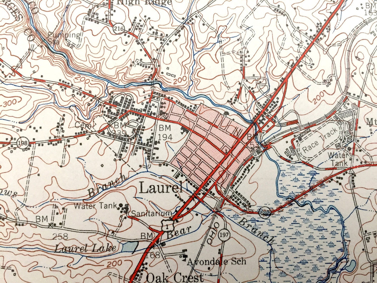 Antique Laurel, Maryland 1949 US Geological Survey Topographic Map – Hollywood, Beltsville, Greenbelt, Savage, Bowie, Jessup, Fort Meade, MD
