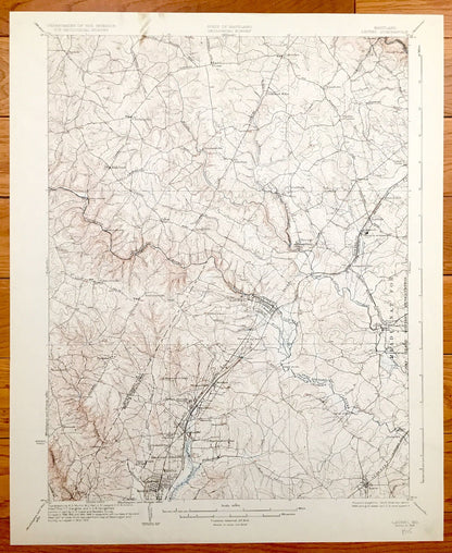 Antique Laurel, Maryland 1915 US Geological Survey Topographic Map – Hollywood, Beltsville, Greenbelt, Savage, Bowie, Jessup, Fort Meade