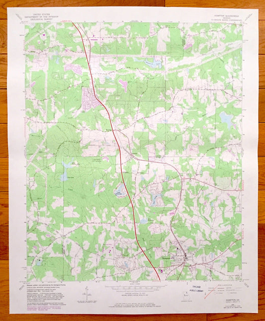 Antique Hampton, Georgia 1965 US Geological Survey Topographic Map – Lovejoy, Hastings, Atlanta Motor Speedway, Clayton, Henry County, GA