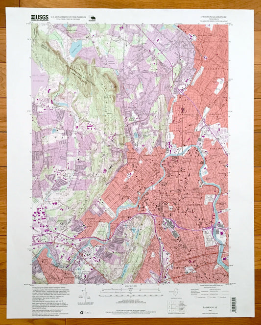 Antique Paterson, New Jersey 1995 US Geological Survey Topographic Map – Wayne, Little Falls, Hawthorne, Fair Lawn, Ridgewood, Clifton, NJ
