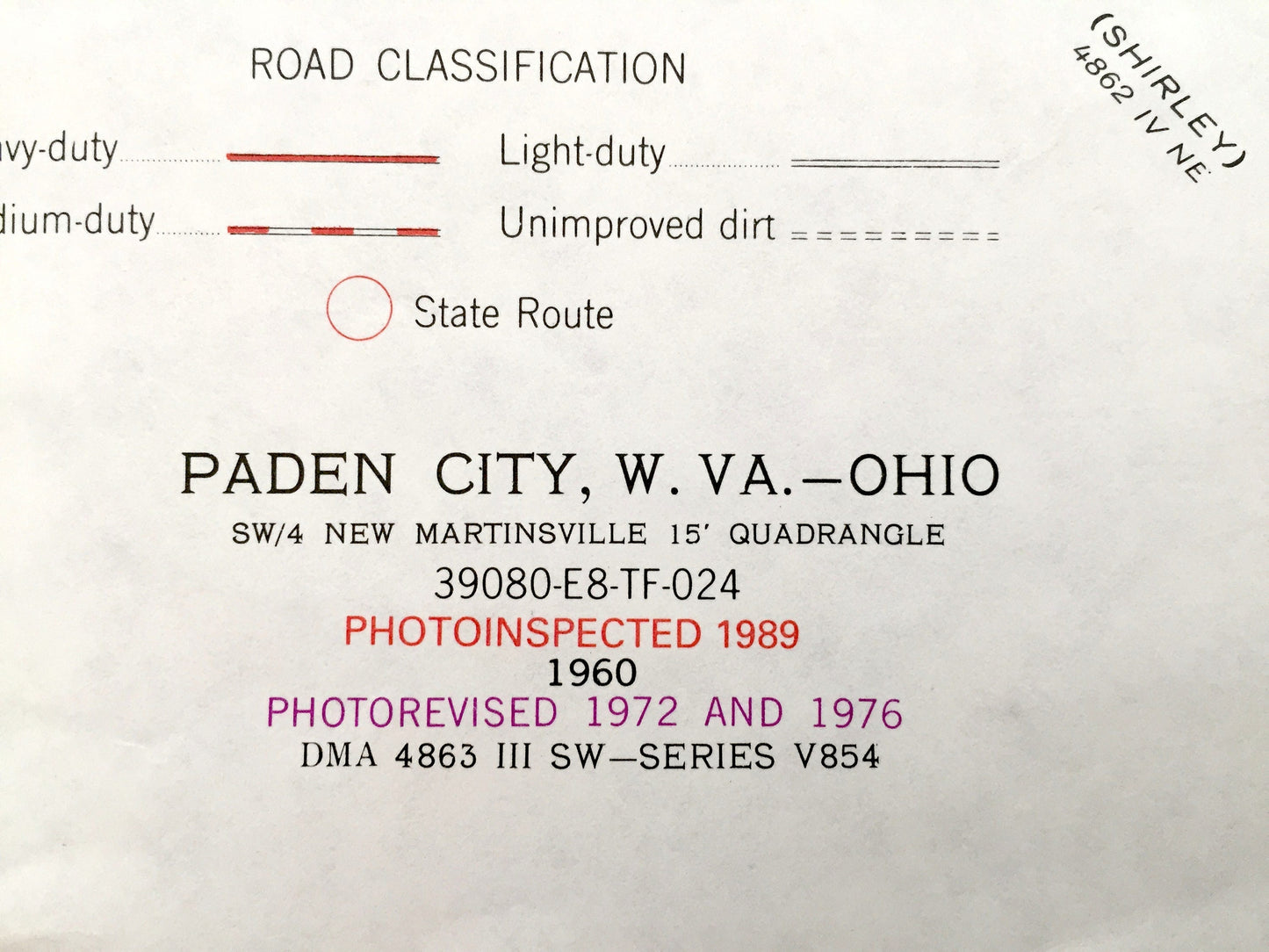 Antique Paden City, West Virginia & Lee, Ohio 1960 US Geological Survey Topographic Map – Sistersville, Ellsworth Union Sardis Wittens WV OH