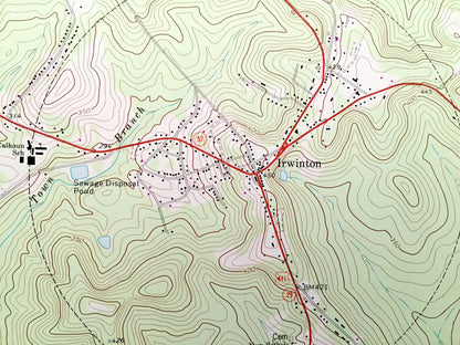 Antique Irwinton, Georgia 1973 US Geological Survey Topographic Map – Dedrich, McIntyre, Edgars, Wriley, Wilkinson County, Macon