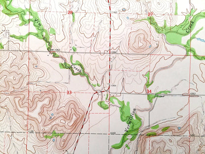 Antique Onaga, Kansas 1964 US Geological Survey Topographic Map – Lone Tree, Mill Creek, Grant, Sherman, Vienna, Lincoln, Center, St. Clere