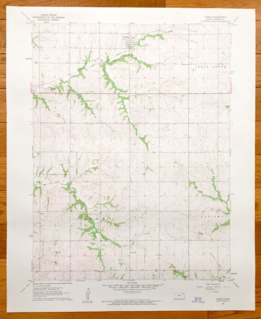 Antique Oneida, Kansas 1961 US Geological Survey Topographic Map – Gilman, Rock Creek, Adams, Capioma, Nemaha County