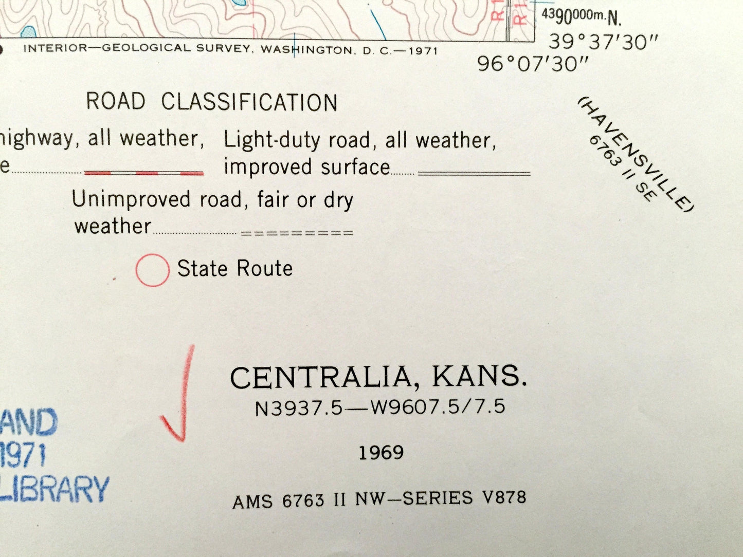 Antique Centralia, Kansas 1969 US Geological Survey Topographic Map – Center, Home, Neuchatel, Nemaha County, Marshall County, Vermillion