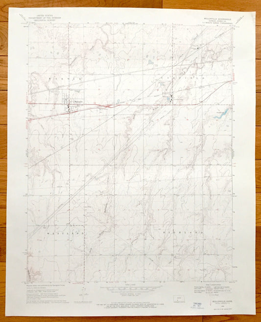 Antique Mullinville, Kansas 1969 US Geological Survey Topographic Map – Martin, Garfield, Westland, Highland, Joy, Kiowa County, Cossell