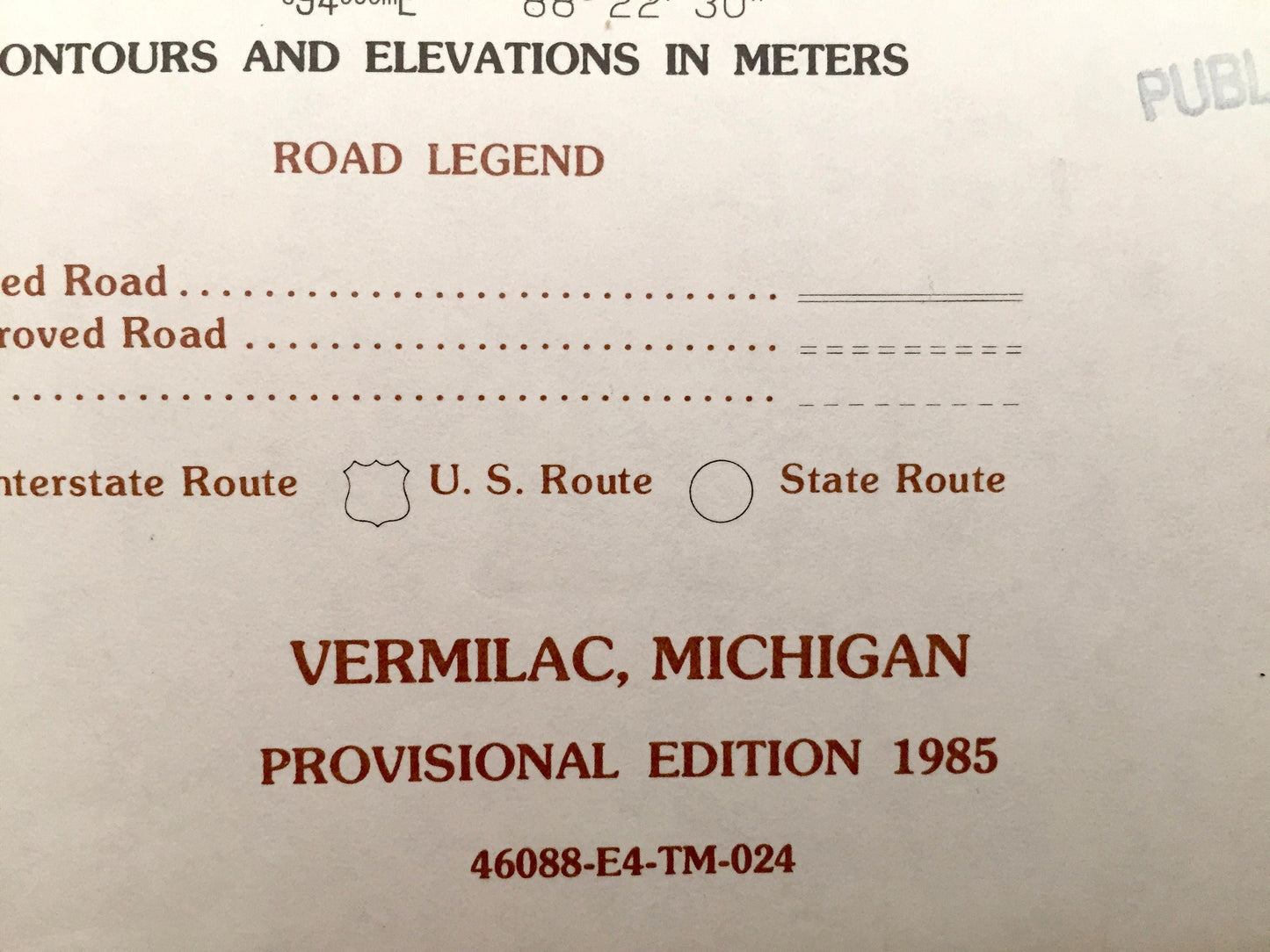 Antique Vermilac, Michigan, 1985 US Geological Survey Topographic Map – Covington, Copper Country State Forest, L'Anse, Worm Lake, Baraga