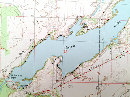 Antique Union City, Michigan 1982 US Geological Survey Topographic Map – Burlington, Athens, Sherwood, Union, Calhoun County, Branch County