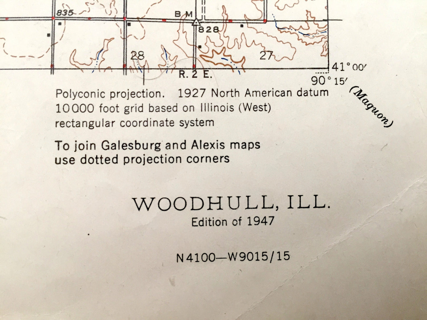 Antique Woodhull, Illinois 1947 US Geological Survey Topographic Map – Windsor, Alpha, North Henderson, Rio, Watarga, Oxford, Ontario, Kelly