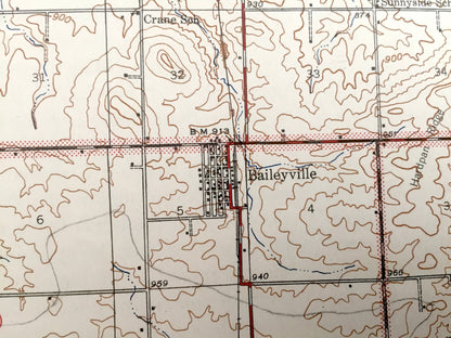 Antique Forreston, Illinois 1945 US Geological Survey Topographic Map – Shannon, Baileyville, Haldane, Stephenson, Carroll, Ogle County