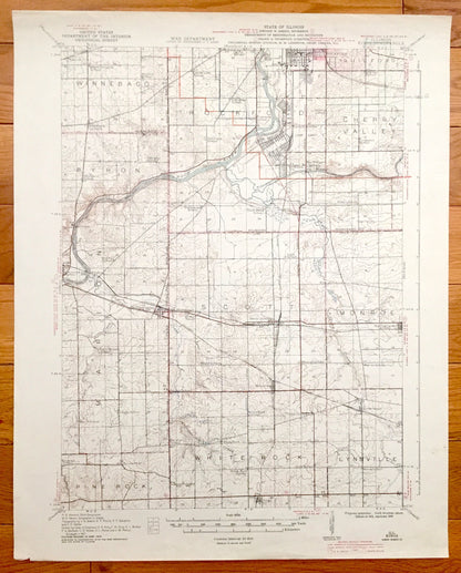 Antique Kings, Illinois 1918 US Geological Survey Topographic Map – Rockford, Camp Grant, Cherry Valley, Byron, Winnebago, Ogle County, IL