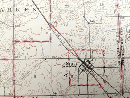 Antique Lena, Illinois 1943 US Geological Survey Topographic Map – Warren, Nora, Winslow, Pearl City, Kent, Jo Daviess, Stephenson County IL