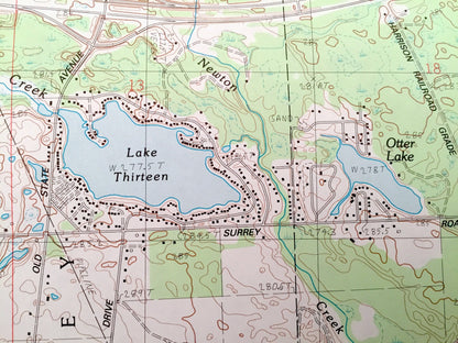 Antique Clare, Michigan 1983 US Geological Survey Topographic Map – Vernon, Grant, Farwell, Gilmore, Surrey, Lake Shamrock, Lake Thirteen MI