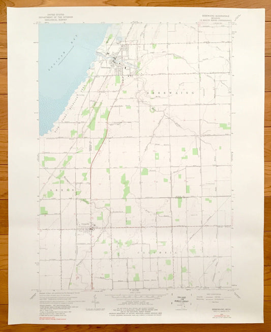 Antique Sebewaing, Michigan 1963 US Geological Survey Topographic Map –  Columbia, Unionville, Akron, Saginaw Bay, Huron & Tuscola Counties