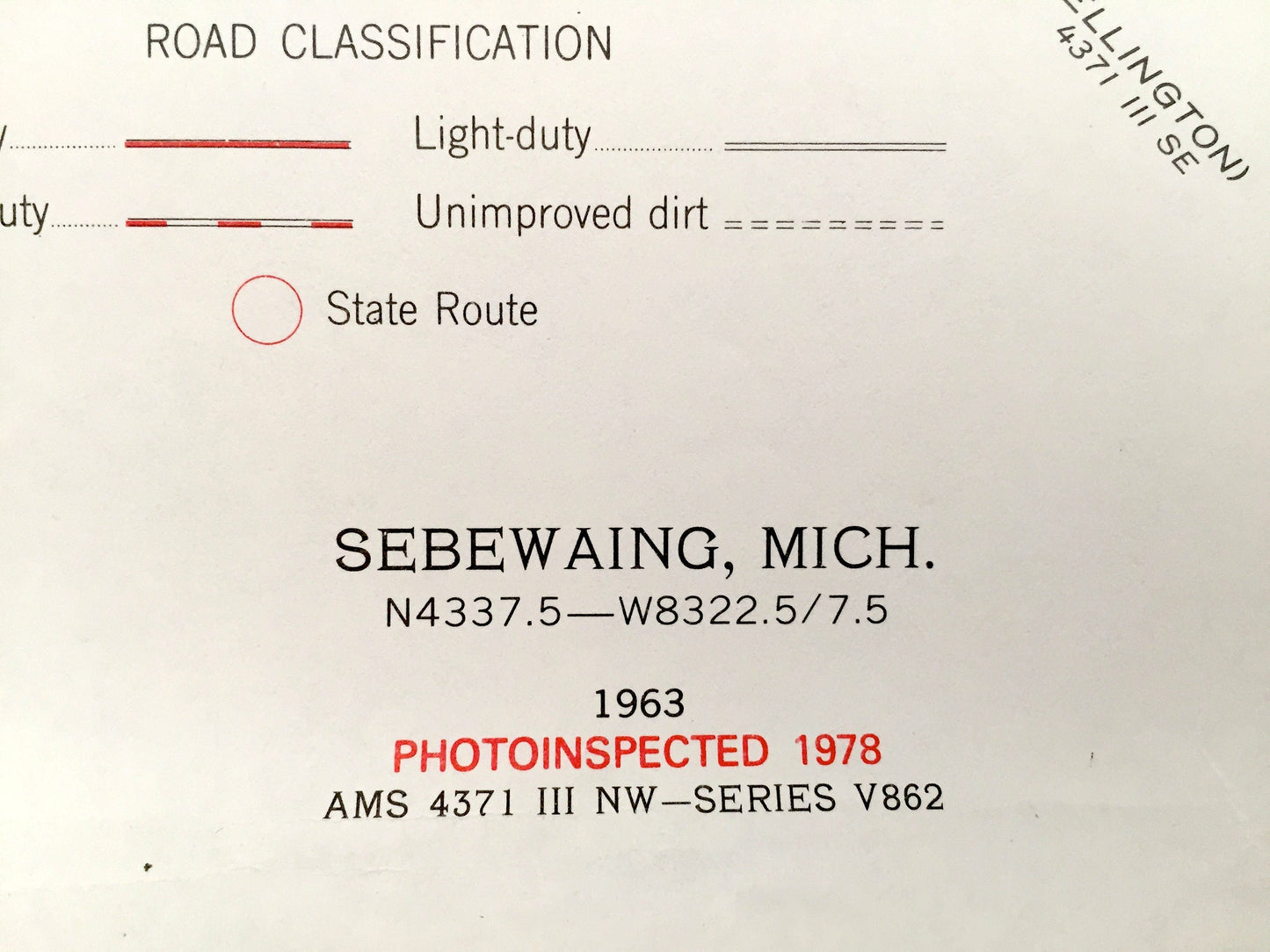 Antique Sebewaing, Michigan 1963 US Geological Survey Topographic Map –  Columbia, Unionville, Akron, Saginaw Bay, Huron & Tuscola Counties