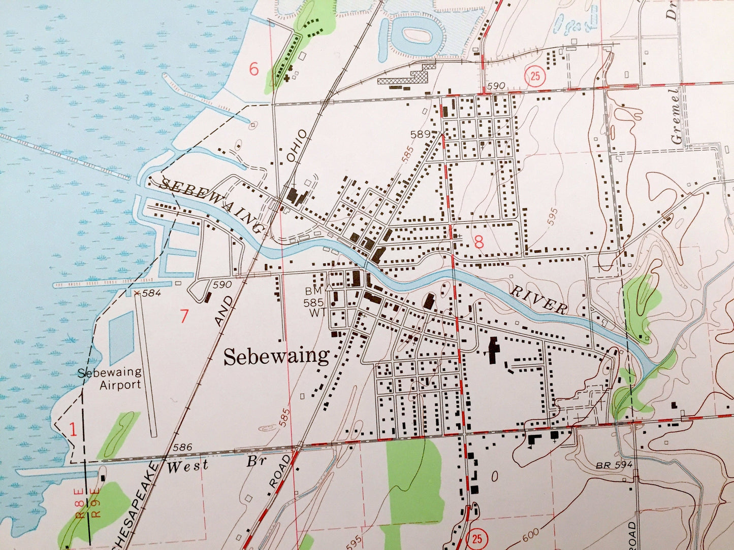 Antique Sebewaing, Michigan 1963 US Geological Survey Topographic Map –  Columbia, Unionville, Akron, Saginaw Bay, Huron & Tuscola Counties