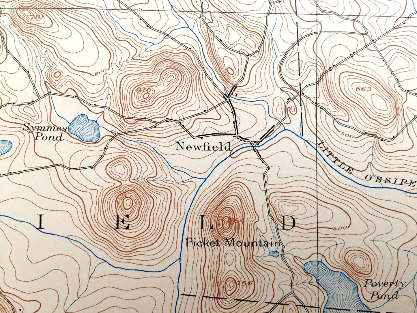 Antique Newfield, Maine 1893 US Geological Survey Topographic Map – Parsonsfield, Limerick, Waterboro, Alfred & Milton, New Hampshire ME NH