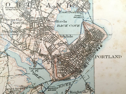 Antique Portland, Maine 1916 US Geological Survey Topographic Map – Scarborough, Westbrook, Falmouth, Old Orchard, Saco, Cape Elizabeth, ME