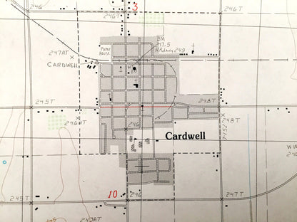 Antique Cardwell, Missouri & Brighton, Arkansas, 1983 US Geological Survey Topographic Map – Bard, Buck Donic, Riverside, Barkcamp Island