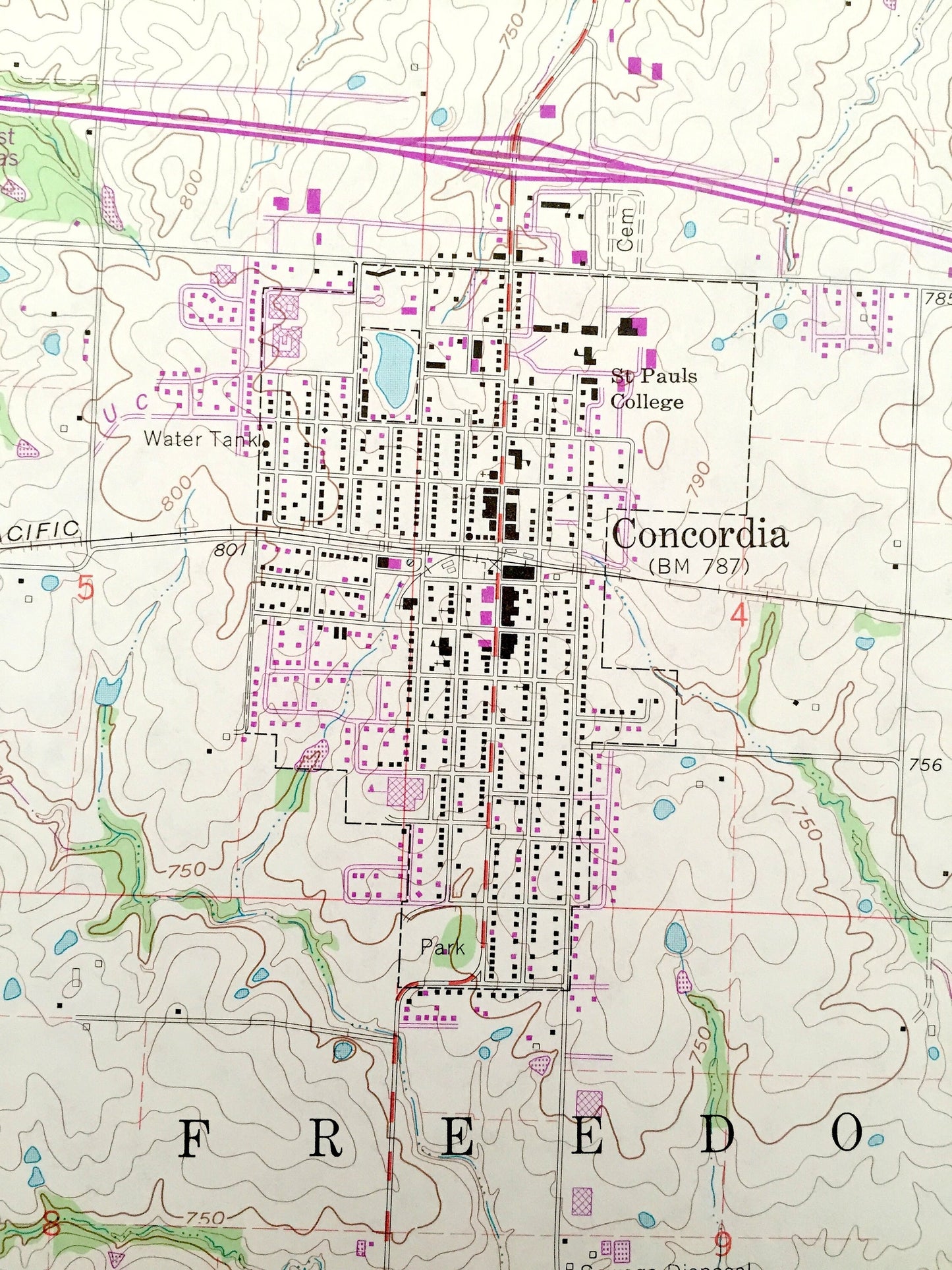 Antique Concordia, Missouri 1962 US Geological Survey Topographic Map – Freedom, Grover, Lafayette, Johnson County, Ralph Martha Perry MO