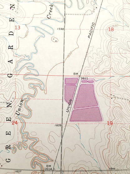 Antique Madison, Nebraska, 1963 US Geological Survey Topographic Map – Green Garden, Union, Fairview, Madison County, Union Pacific Railroad