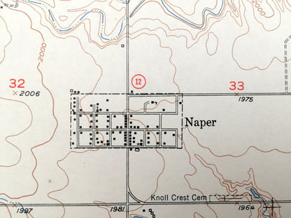 Antique Naper, Nebraska & Pleasant Valley, South Dakota 1951 US Geological Survey Topographic Map – Basin, Dustin, Ellston, McCully