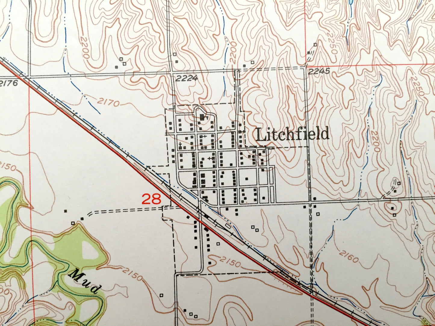 Antique Litchfield, Nebraska 1951 US Geological Survey Topographic Map – Elk Creek, Scott, Harrison, Algernon, Elm, Sherman & Custer County