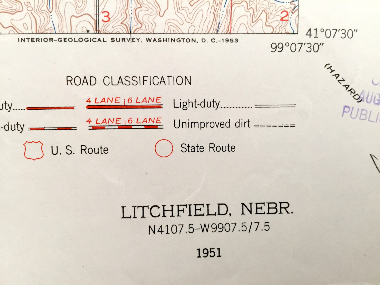Antique Litchfield, Nebraska 1951 US Geological Survey Topographic Map – Elk Creek, Scott, Harrison, Algernon, Elm, Sherman & Custer County