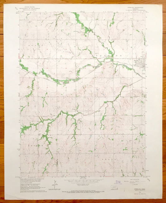 Antique Sterling, Nebraska 1965 US Geological Survey Topographic Map – Vesta, Adams, Hooker, Gage County, Johnson County