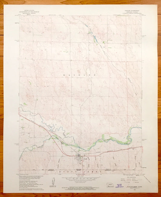 Antique Haigler, Nebraska & Nutty Combe, Kansas 1961 US Geological Survey Topographic Map – Dundy County, Cheyenne County, Republican River