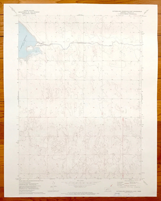 Antique Sutherland Reservoir East, Nebraska 1971 US Geological Survey Topographic Map – Lincoln County, Sutherland State Park, North Platte