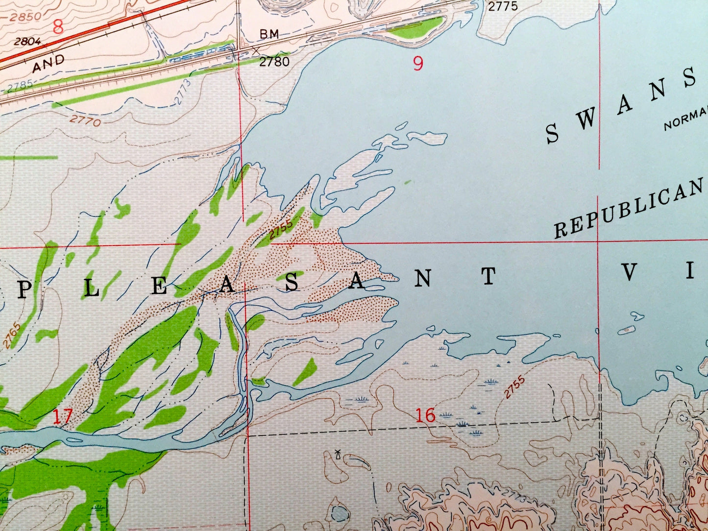 Antique Stratton, Nebraska 1962 US Geological Survey Topographic Map – Pleasant View, Swanson Lake, Starkey, Webster, Hitchcock County, NE