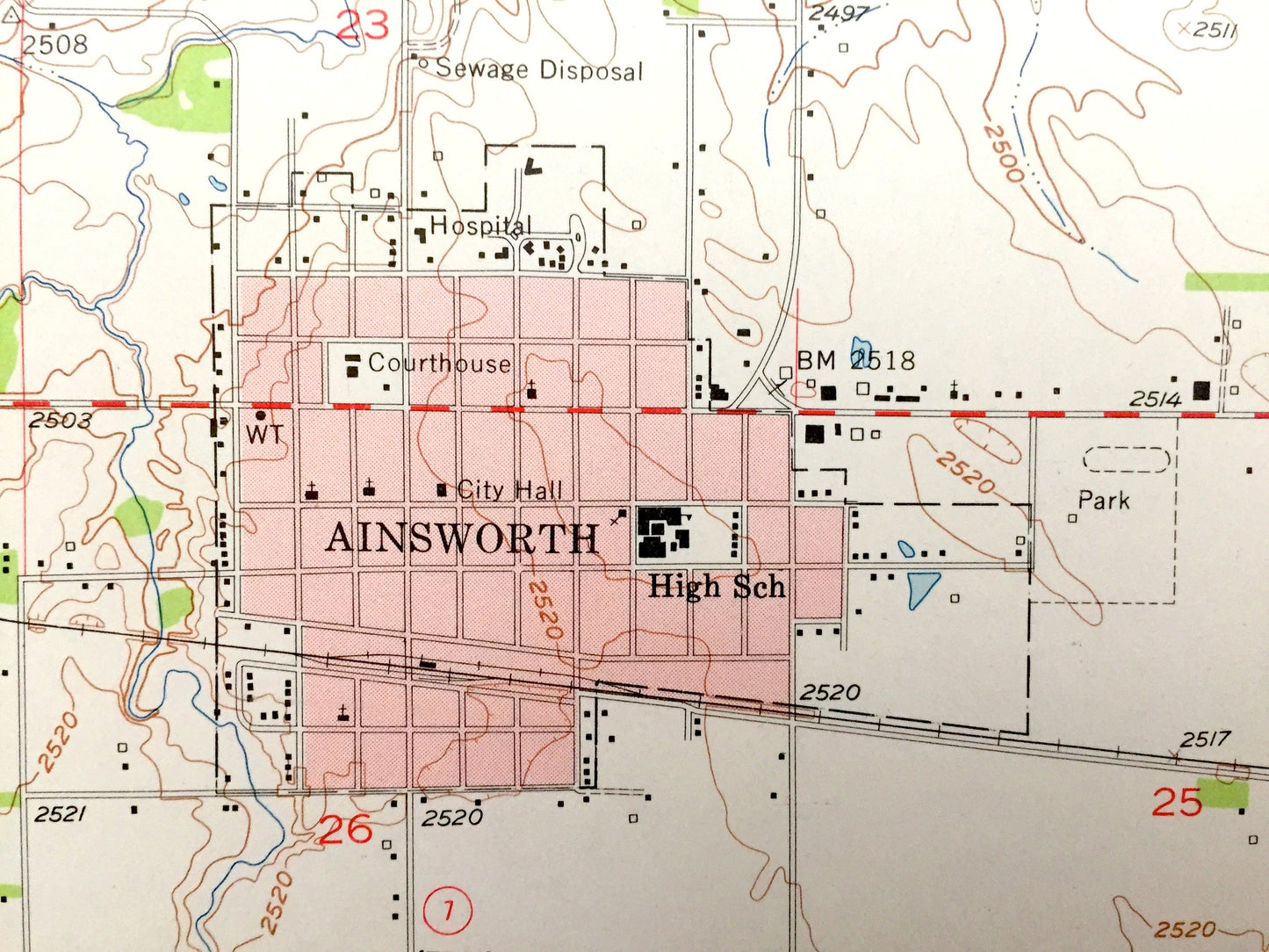 Antique Ainsworth, Nebraska 1954 US Geological Survey Topographic Map – Buffalo, Pine Glen, Brown County, Buffalo Flats, Ainsworth Table, NE