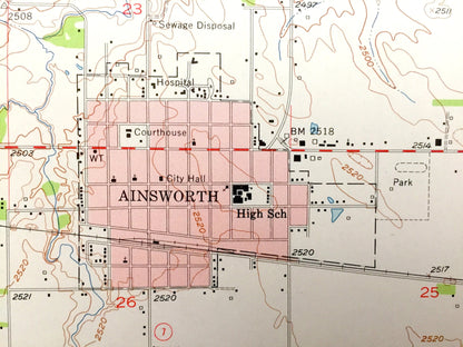 Antique Ainsworth, Nebraska 1954 US Geological Survey Topographic Map – Buffalo, Pine Glen, Brown County, Buffalo Flats, Ainsworth Table, NE