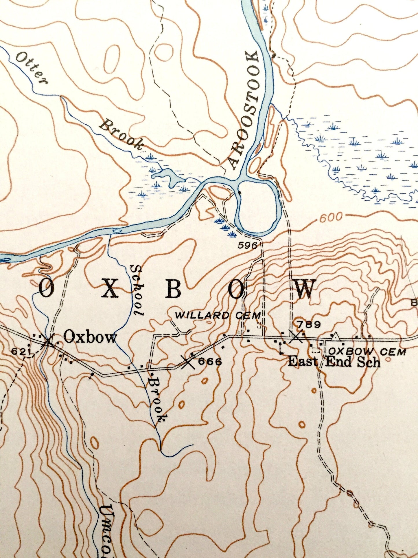 Antique Oxbow, Maine 1942 US Geological Survey Topographic Map – Masardis, Griswold, Pride, St. Croix, Umcolcus Lake, Aroostook, Penobscot