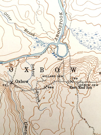 Antique Oxbow, Maine 1942 US Geological Survey Topographic Map – Masardis, Griswold, Pride, St. Croix, Umcolcus Lake, Aroostook, Penobscot