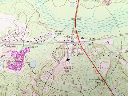 Antique Irwinton, Georgia 1973 US Geological Survey Topographic Map – Dedrich, McIntyre, Edgars, Wriley, Wilkinson County, Macon