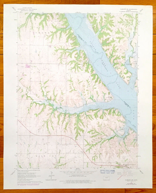 Antique Olsburg, Kansas 1964 US Geological Survey Topographic Map – Sherman, Green, Grant, Wild Cat, Manhattan, Riley, Tuttle Creek Lake, KS